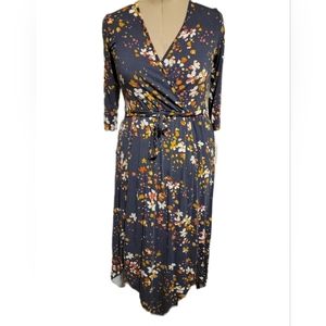 🔖Loveappella Lucinda Knit Wrap Surplice 3/4 Long Sleeve Cocktail Dress Sz M